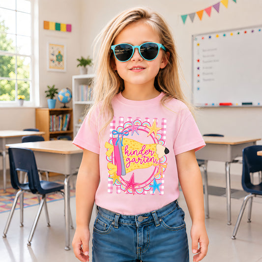 Personalized Back to School Shirt – Custom Name & Grade Preppy Striped Pennant Flag Color Tee for Teachers & Students, Pre-K to 8th Grade Outfit