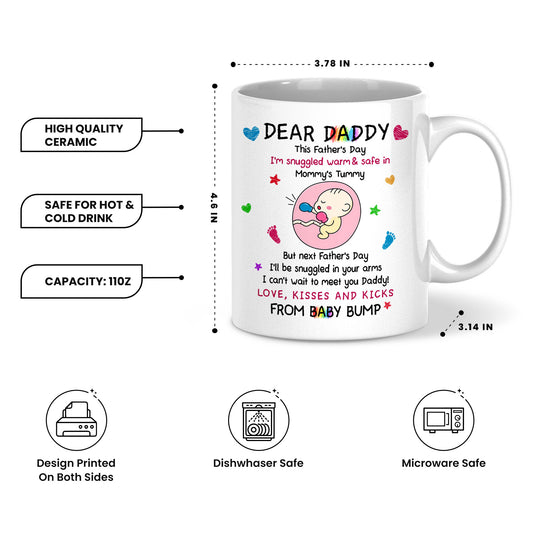 Personalized Daddy Father’s Day Mug – Cute Baby Love Coffee Mug for Dad, First Father’s Day Gift