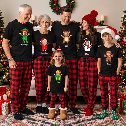 Custom Face Christmas Family Shirts, Personalized Holiday Characters, Matching Family Outfits