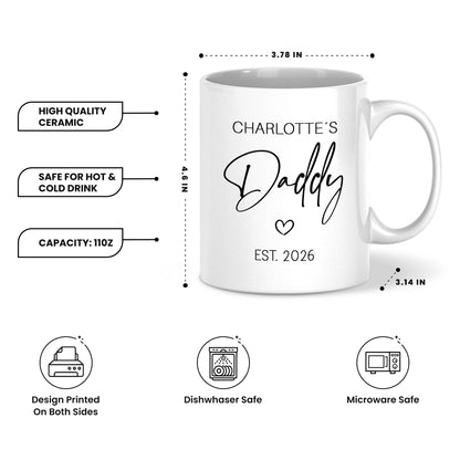 Personalized Daddy Mug – Custom Name Coffee Mug Gift for Dad