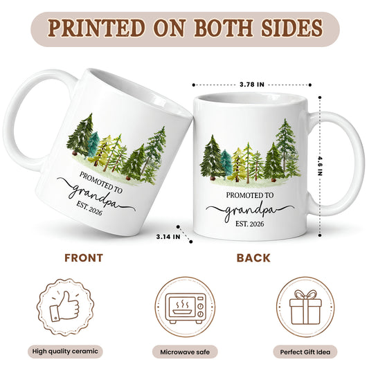 Personalized Promoted to Grandma Grandpa Mug Set – Matching Couple Coffee Mugs Est 2026, New Grandparents Gift