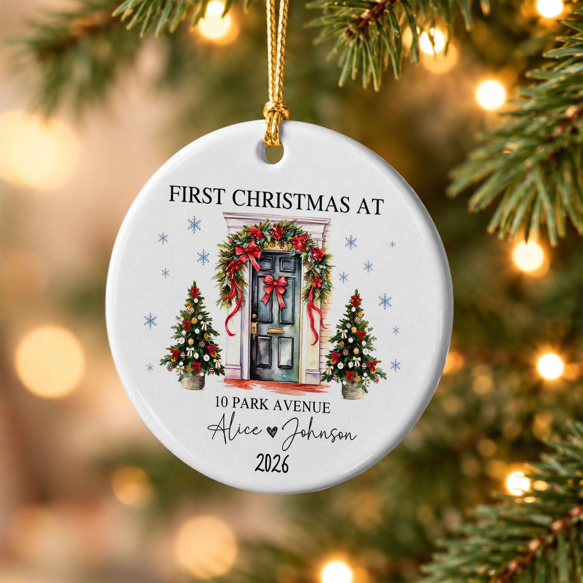 Personalized New Home Christmas Ornament, Custom Name Address Keepsake, Christmas Gift