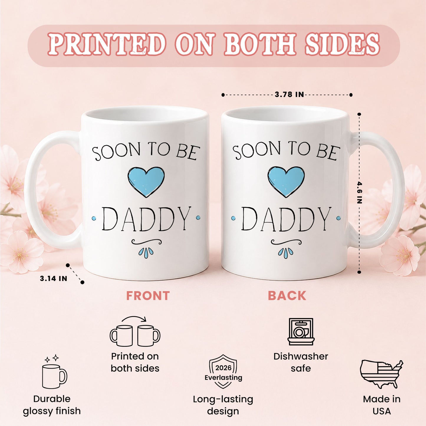 Personalized Mommy Daddy Mug Set – Matching Couple Coffee Mugs for New Parents