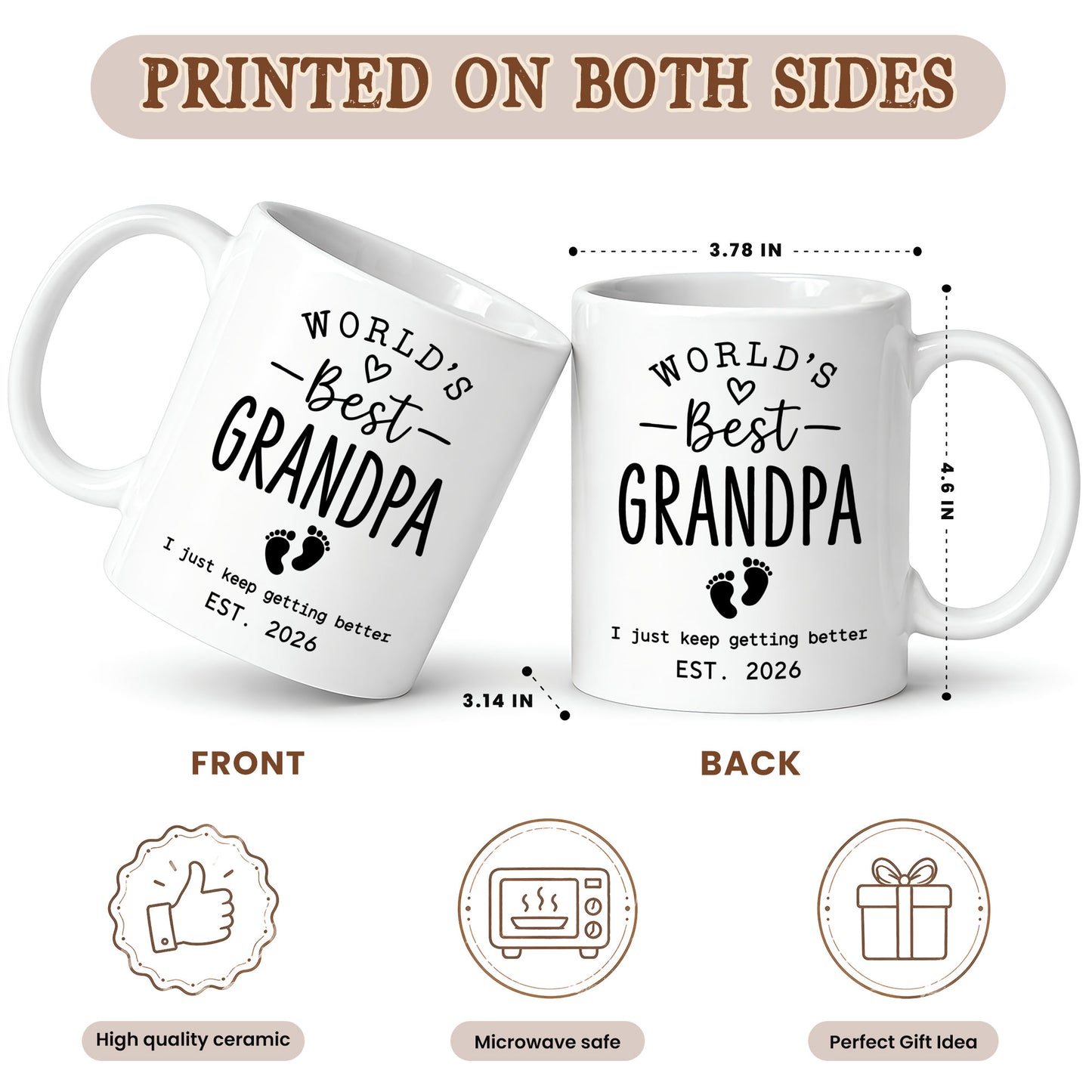 World’s Best Grandma Grandpa Mug Set – Personalized Coffee Cups