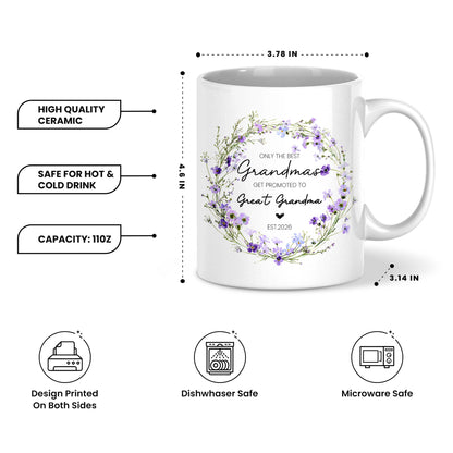 Personalized Only The Best Grandmas Mug – Floral Great Grandma Coffee Mug Est. 2026
