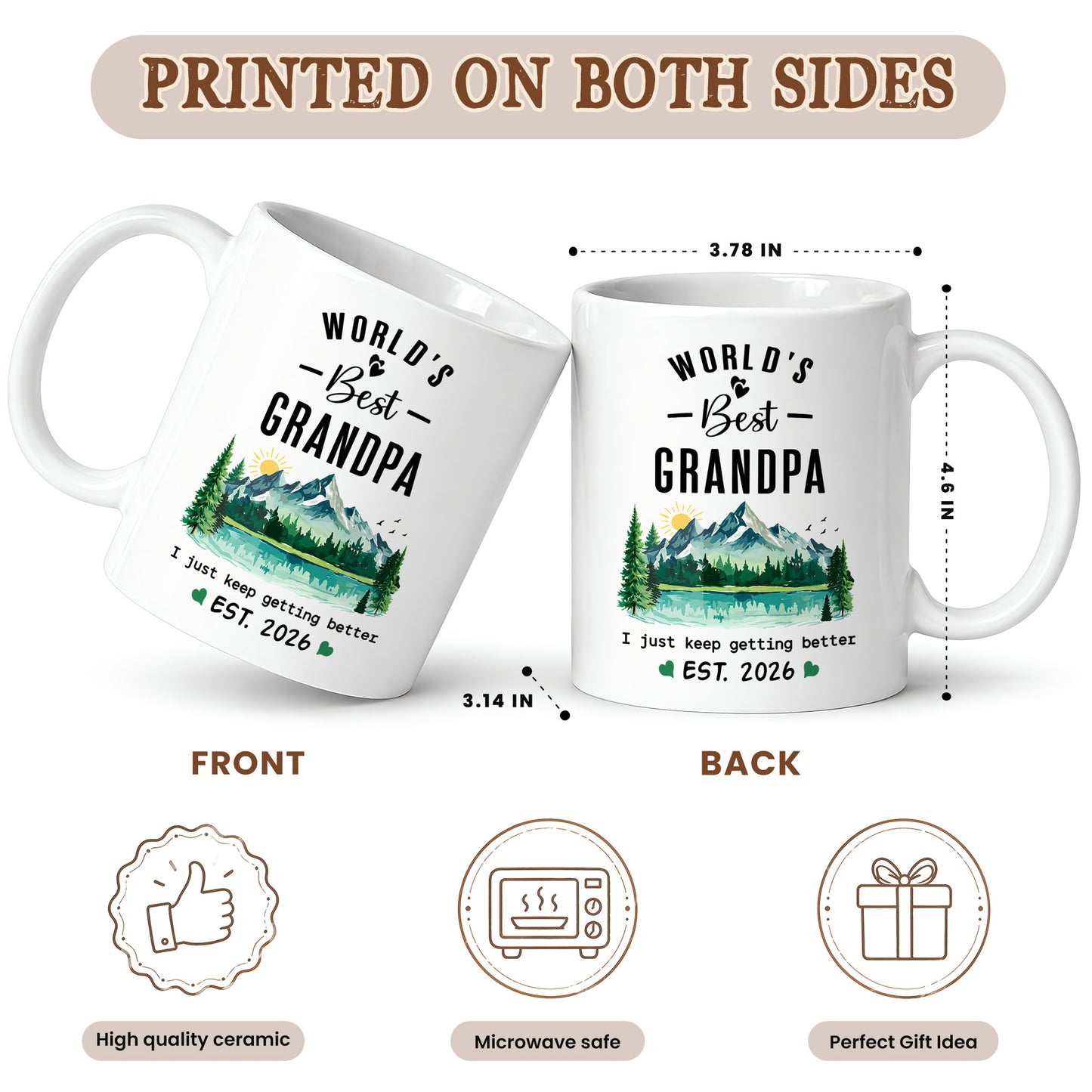 World’s Best Grandma Grandpa Mug Set – Personalized Coffee Cups
