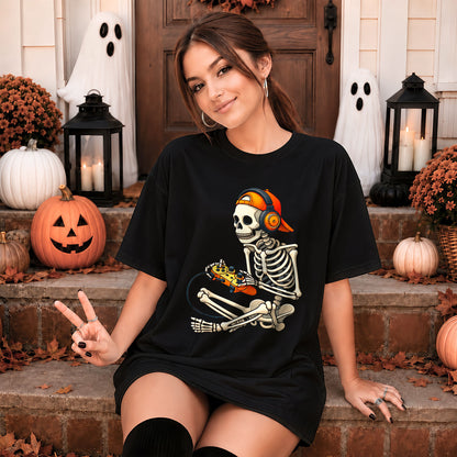 Skeleton Gamer Halloween Sweatshirt, Boys Pumpkin Gaming Shirt, Funny Halloween Gift