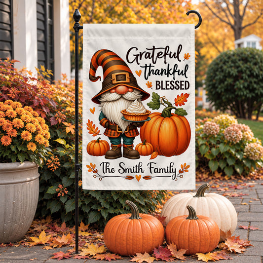 Personalized Thanksgiving Garden Flag - Custom Family Name Christian Flag - Thanksgiving Decor Gift