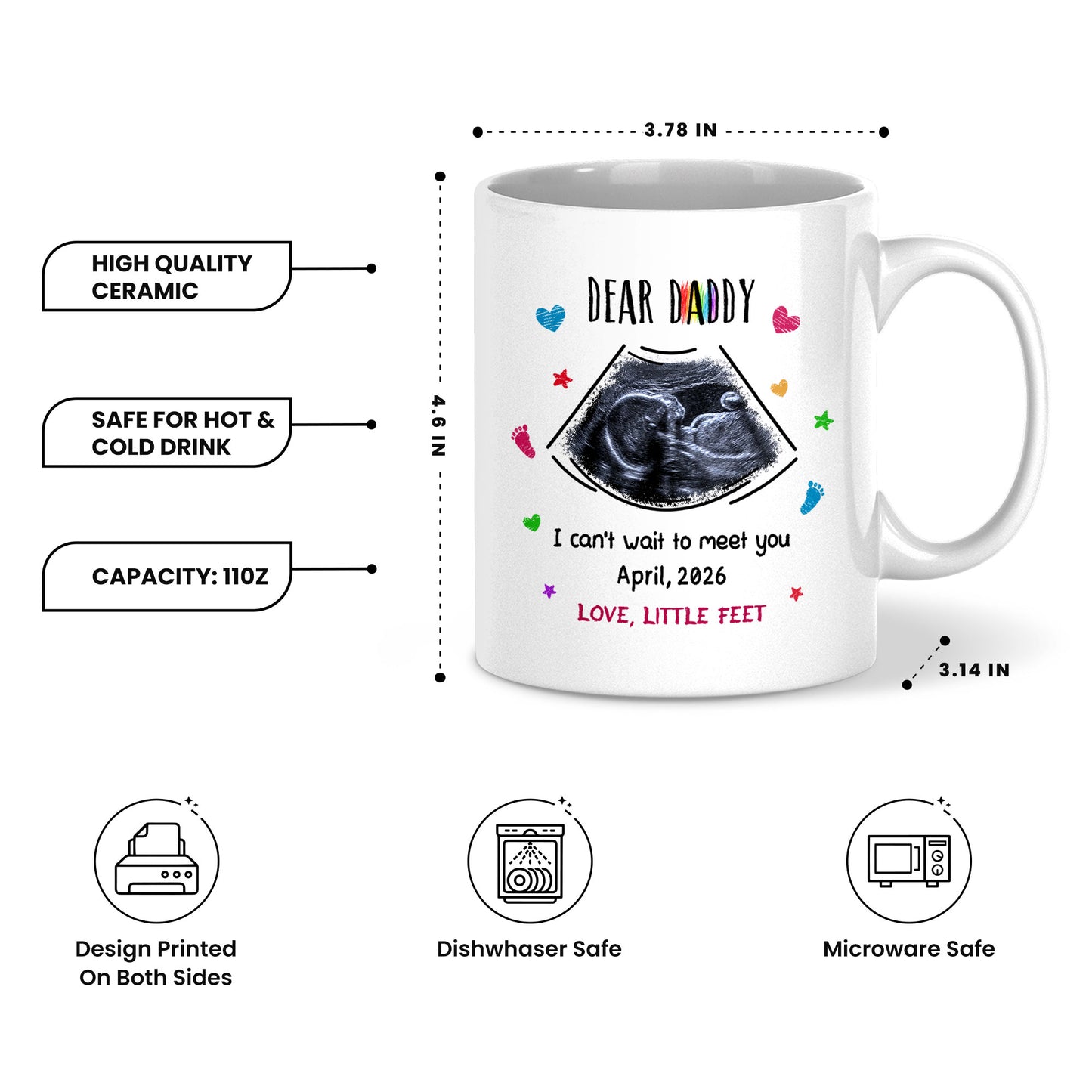 Personalized Daddy Mug – Custom Photo Coffee Mug Gift for Dad