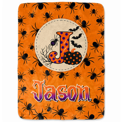 Personalized Halloween Blanket for Kids, Ghost Pumpkin Name Blanket, Fleece & Sherpa Blanket