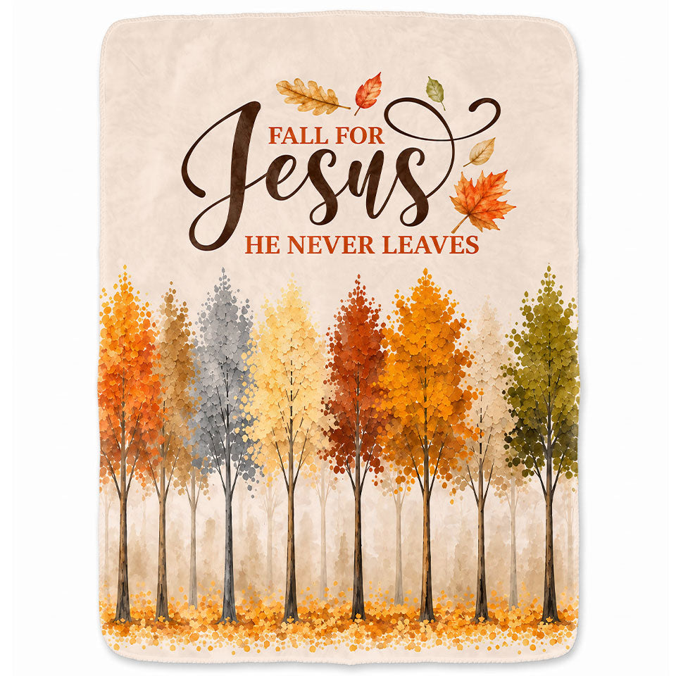 Thanksgiving Jesus Christian Fall Tree Blanket, Religious Fleece & Sherpa Throw, Faith Gift for Adults, Friends
