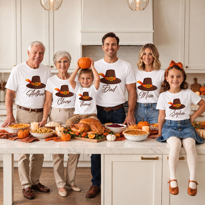 Personalized Matching Family Thanksgiving Shirt, Custom Name, Friendsgiving Crew, Thanksgiving Gift For Family, Friends