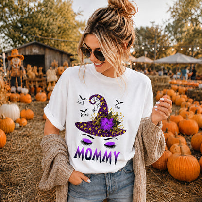 Personalized Grandma Witch Hat Sweatshirt, Custom Grandkids Names Halloween Shirt, Purple Witch Hat Family Gift
