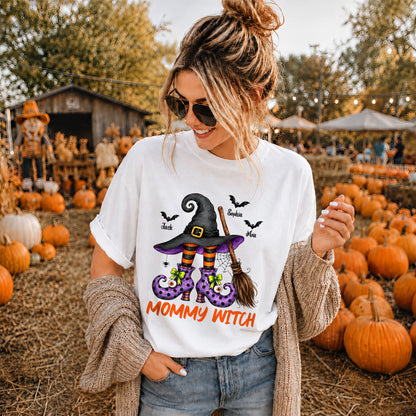 Personalized Grandma Witch Hat Sweatshirt, Custom Grandkids Names Halloween Shirt, Family Gift