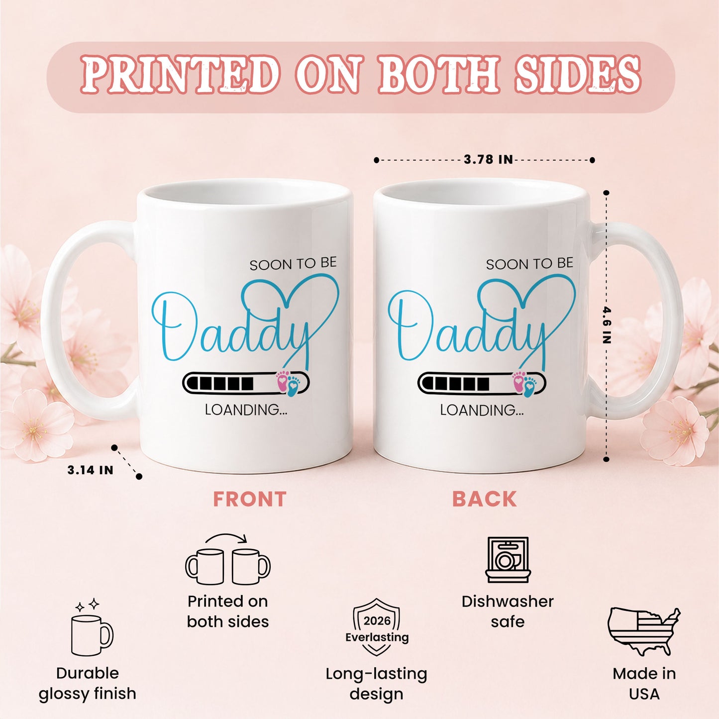 Personalized Mommy Daddy Mug Set – Matching Couple Coffee Mugs for New Parents