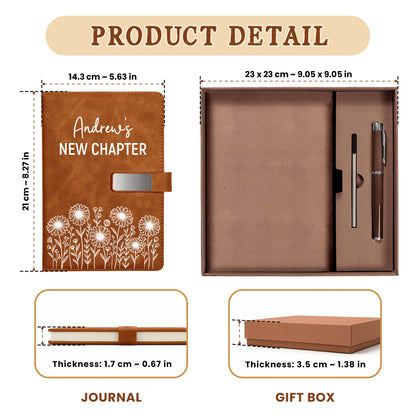Personalized Leather Journal Gift Set – Birth Month Flower Custom Name Notebook with Pen - Graduation Gift, Personalized Diary for Women & Men