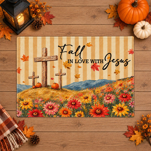 Christian Fall Thanksgiving Doormat, Religious Autumn Home Decor, Faith Inspired Welcome Mat