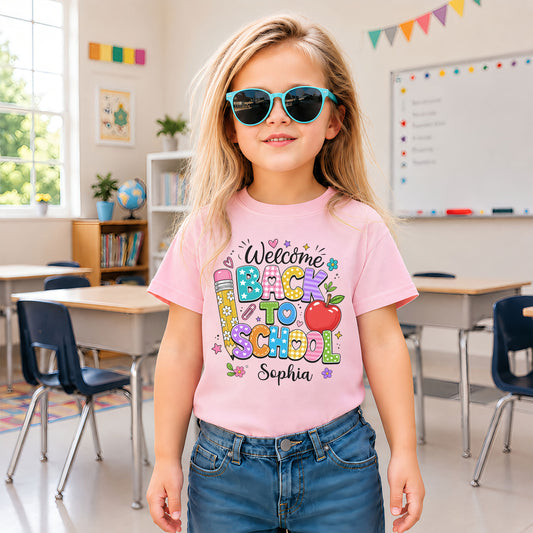Personalized Welcome Back to School Teacher Student Shirt, Custom Name Back to School T-Shirt, First Day of School Gift Tee
