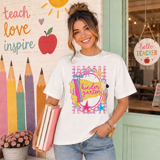 Personalized Back to School Shirt – Custom Name & Grade Preppy Striped Pennant Flag Color Tee for Teachers & Students, Pre-K to 8th Grade Outfit