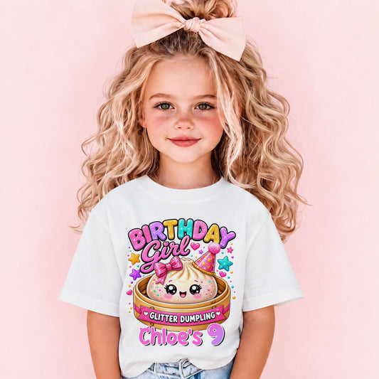 Personalized Dumpling Squish Birthday T-Shirt, Custom Squish Party Shirt For Kid, Birthday Girl Graphic Tee