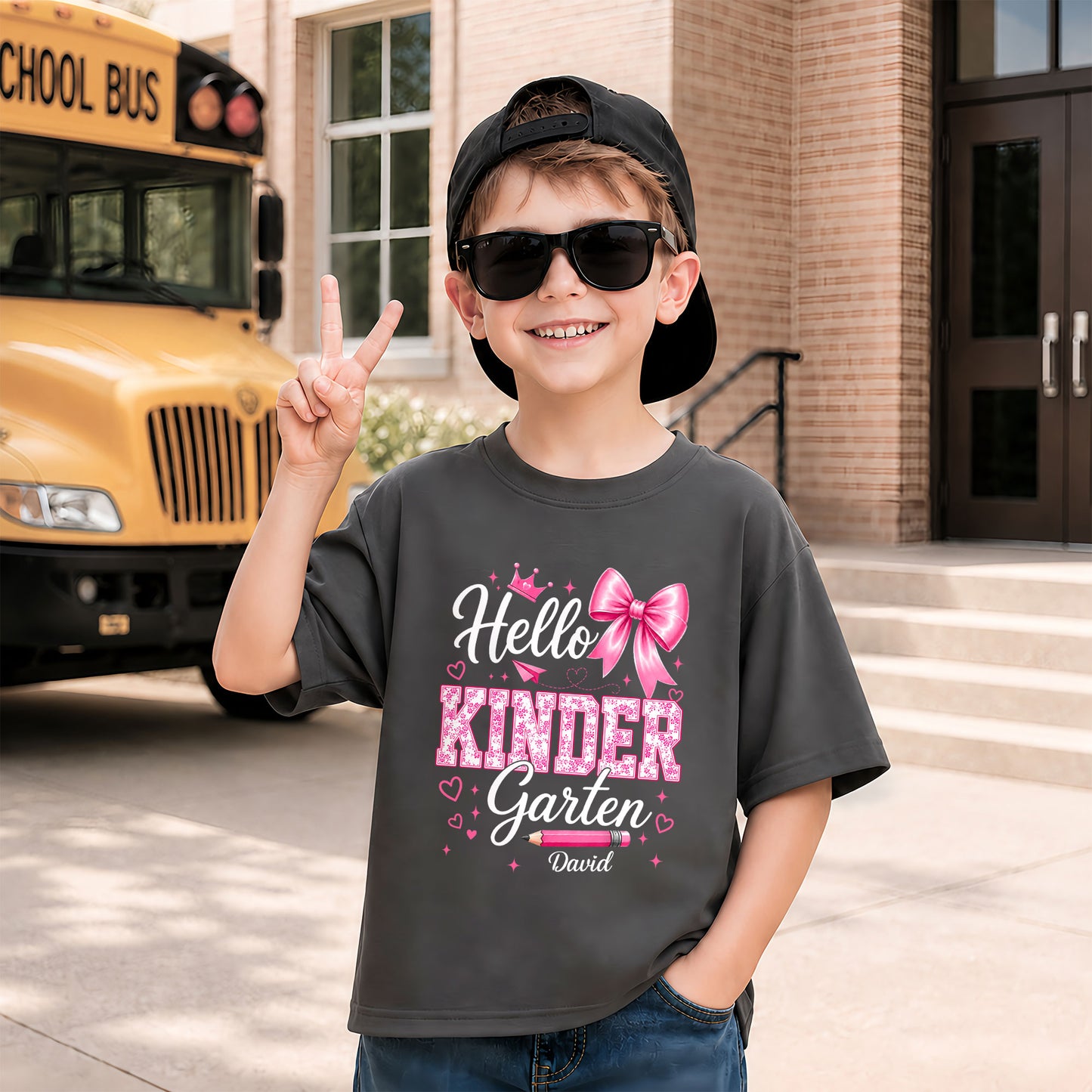 Personalized Hello School Shirt for Kids – Custom Name & Grade Back to School Tee for Pre-K to 8th Grade Students