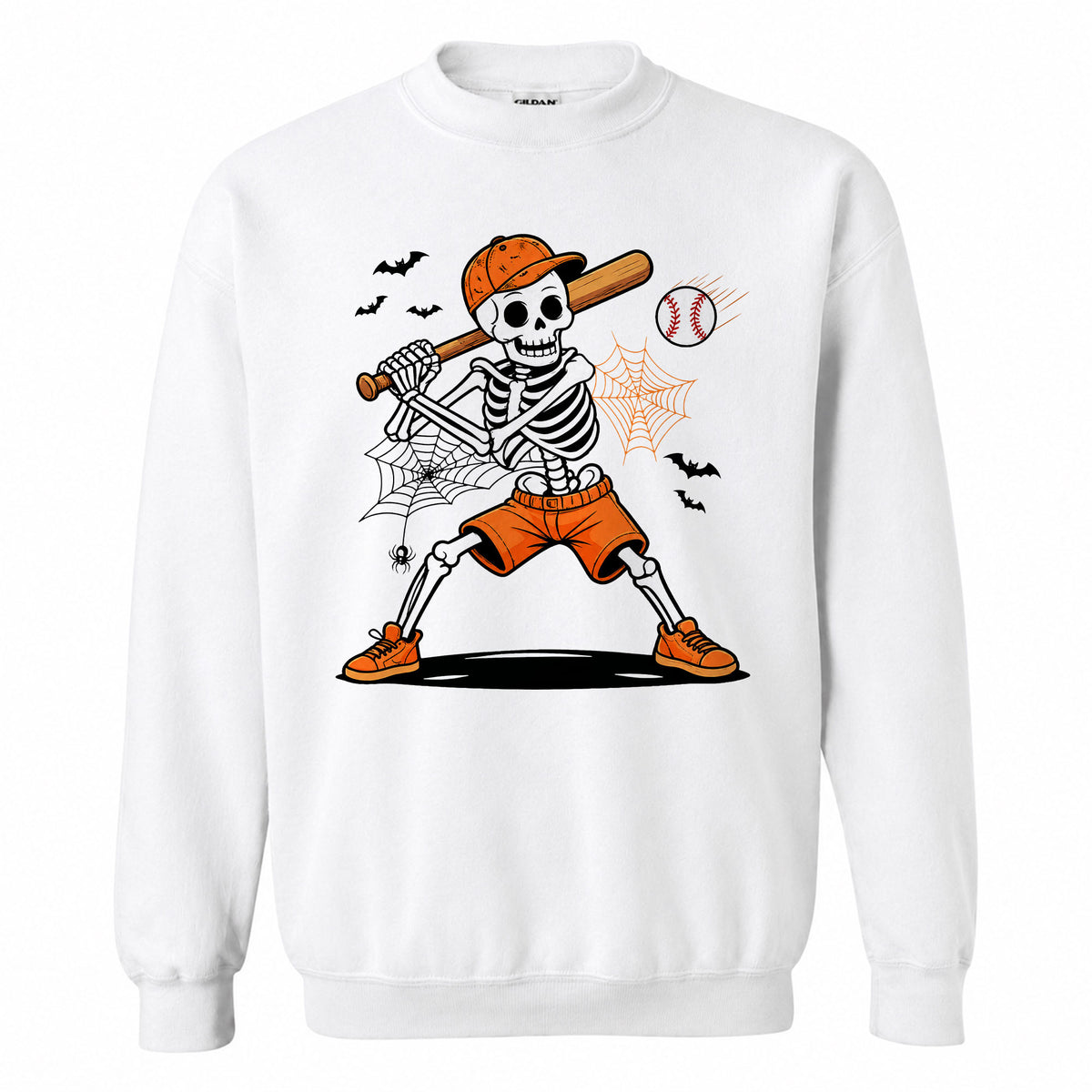 Baseball Skeleton Graphic Halloween Sweatshirt, Spooky Baseball Player Shirt, Funny Halloween Gift