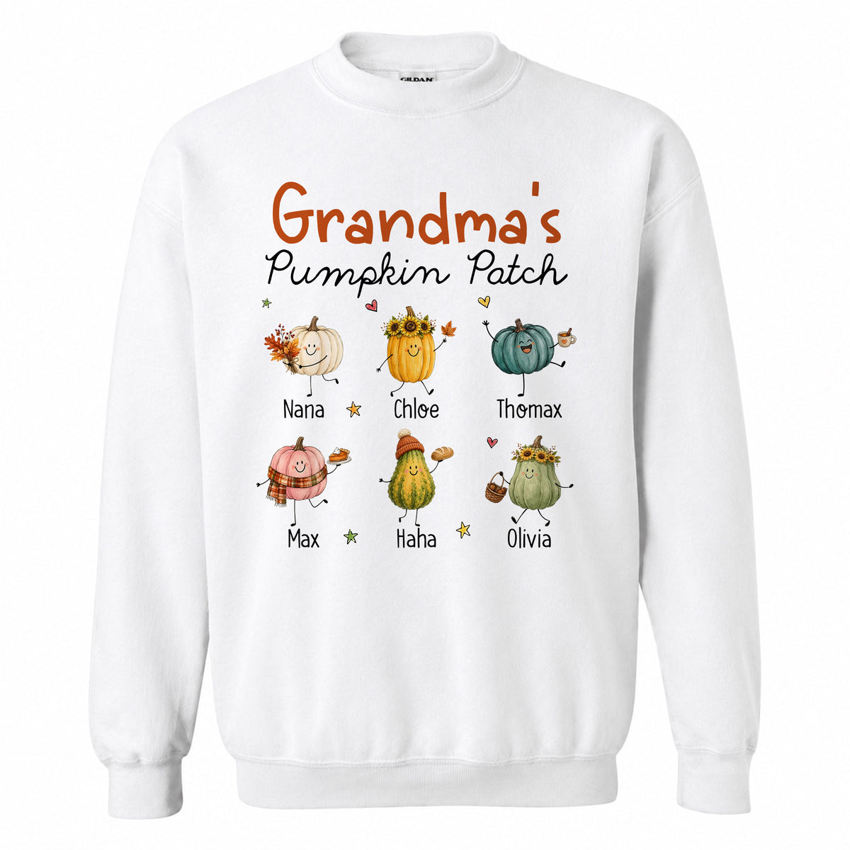 Personalized Grandma’s Pumpkin Patch Shirt & Sweater, Custom Family Names Fall Shirt, Autumn Family Gift