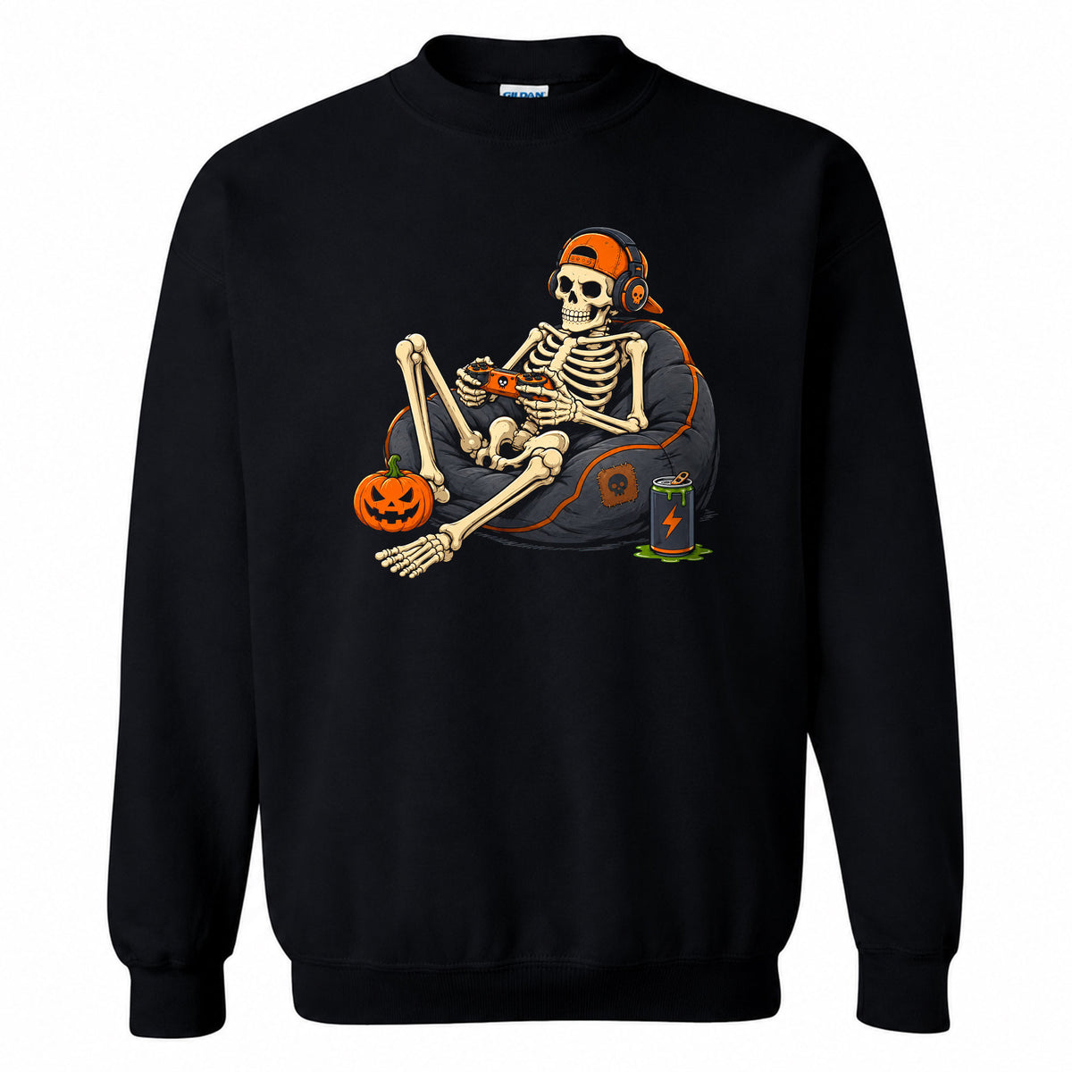Skeleton Gamer Halloween Sweatshirt, Boys Pumpkin Gaming Shirt, Funny Halloween Gift