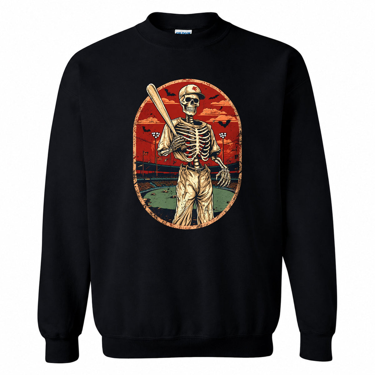 Baseball Skeleton Graphic Halloween Sweatshirt, Spooky Baseball Player Shirt, Funny Halloween Gift