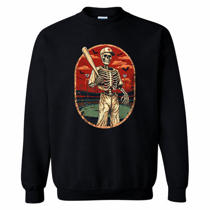 Baseball Skeleton Graphic Halloween Sweatshirt, Spooky Baseball Player Shirt, Funny Halloween Gift