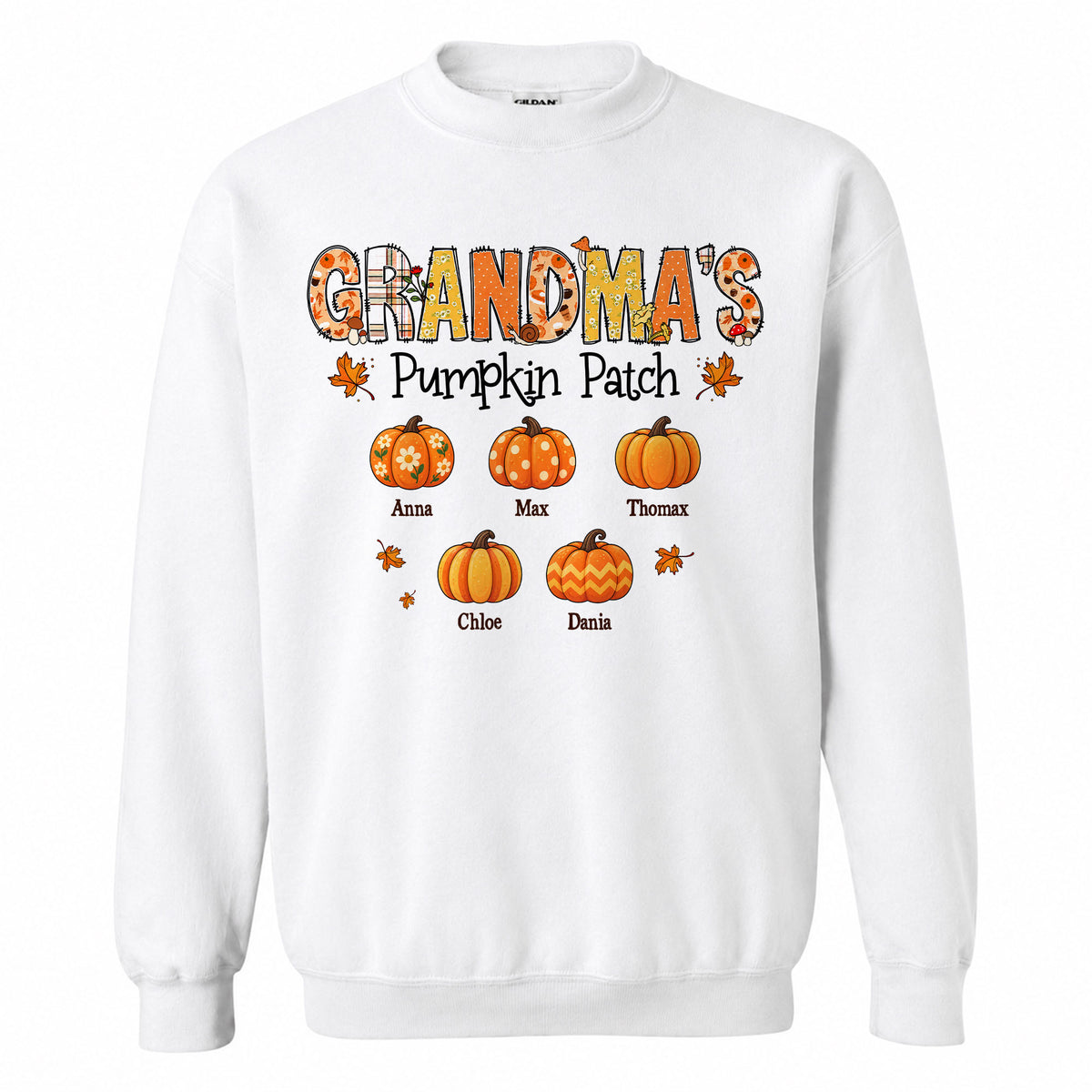 Personalized Grandma Thanksgiving Sweatshirt, Custom Family Name Autumn Pumpkin Patch Family Gift
