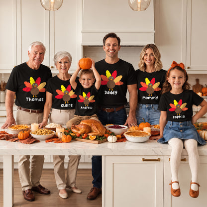 Personalized Matching Family Thanksgiving Shirt, Custom Name, Friendsgiving Crew, Thanksgiving Gift For Family, Friends