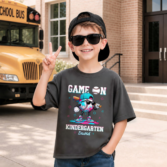 Personalized Baseball Back to School Shirt, Custom Name Game On Student Tee, Pre-K to 8th Grade First Day of School T-Shirt