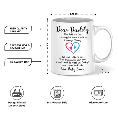 Personalized Dear Daddy Father’s Day Mug – Cute Baby Love Coffee Mug for New Dad, First Father’s Day Gift