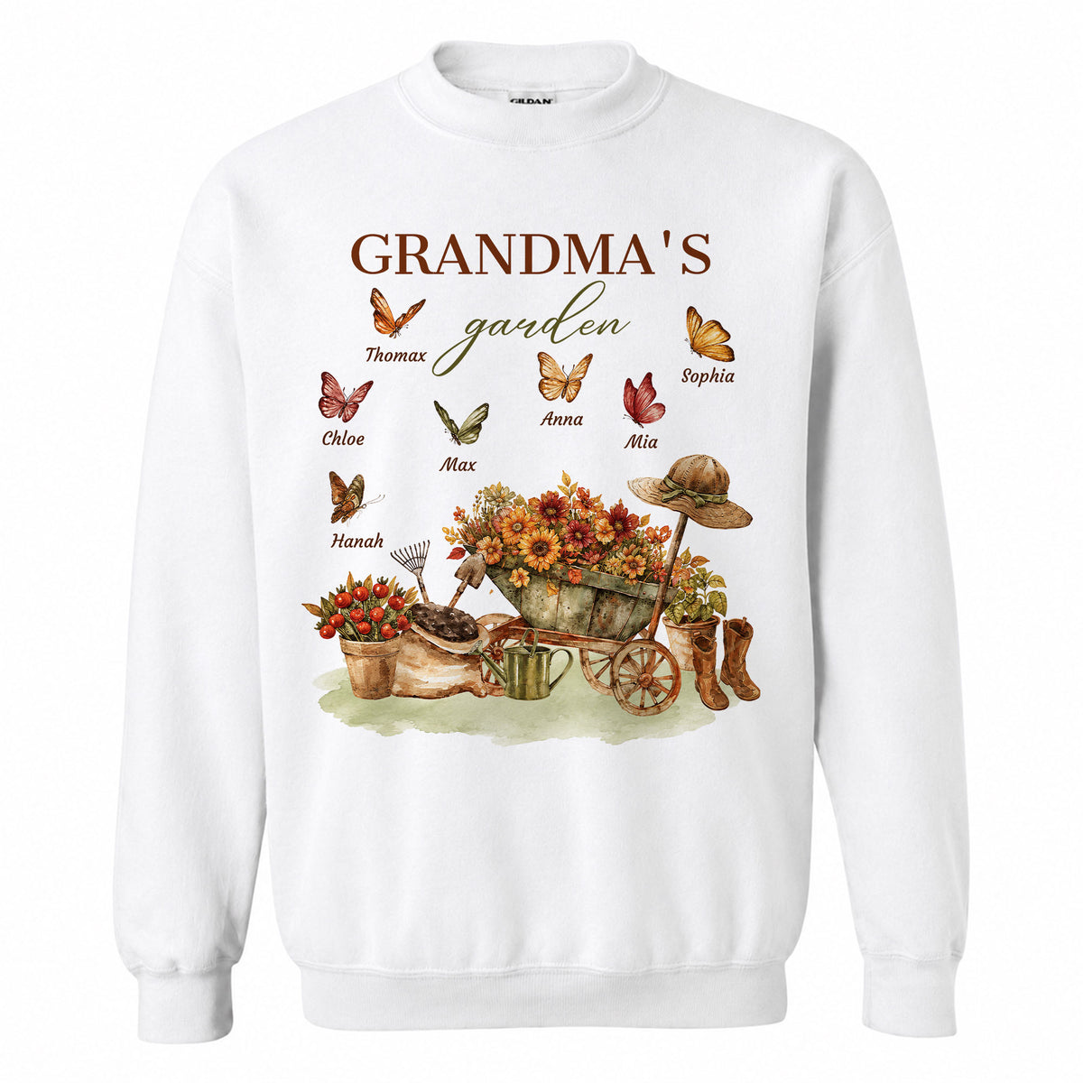 Personalized Grandma Thanksgiving Sweatshirt, Custom Family Name Grandma’s Garden Floral Autumn Family Gift