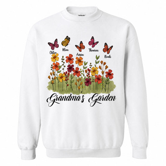 Personalized Grandma Thanksgiving Sweatshirt, Custom Family Name Grandma’s Garden Floral Autumn Family Gift