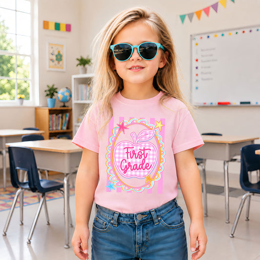 Personalized Striped Back to School Shirt for Kids Teachers – Custom Name & Grade Tee for Pre-K to 8th Grade Students, First Day Outfit