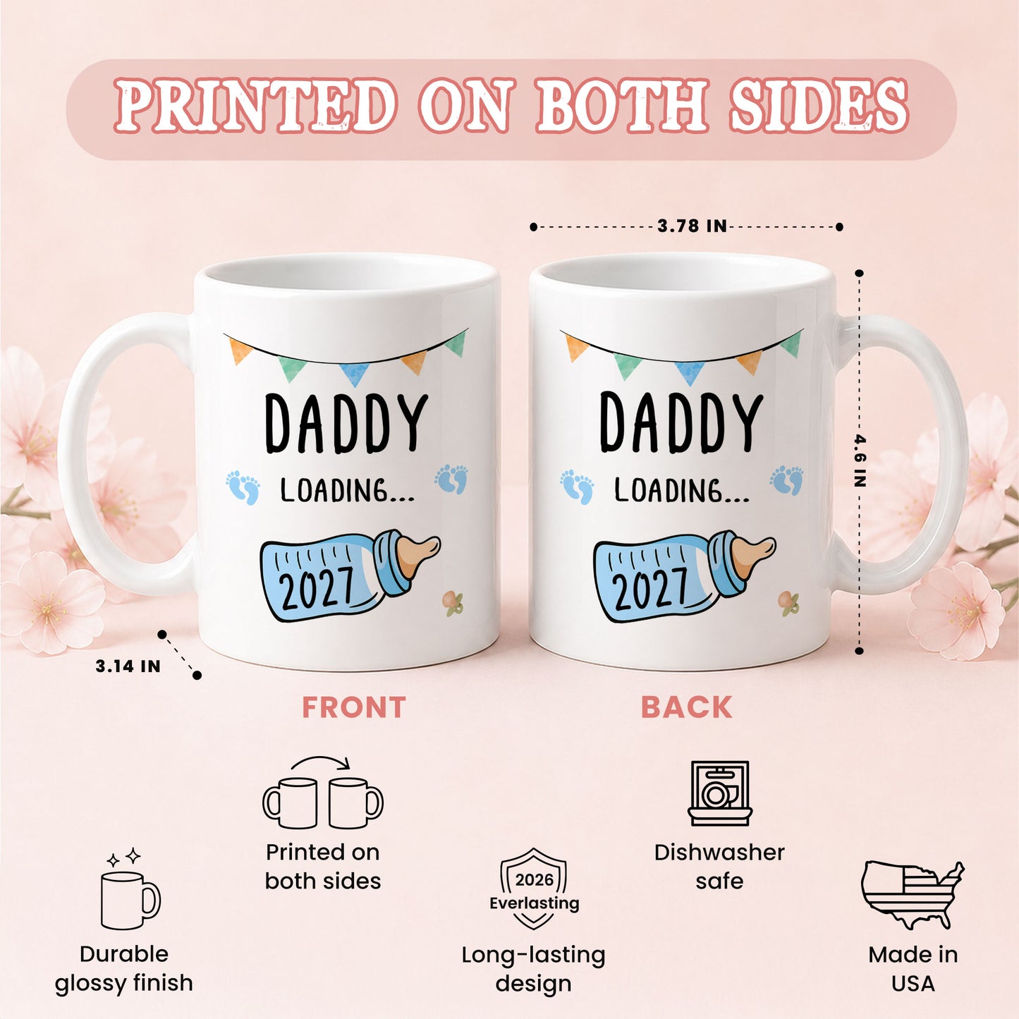 Daddy Loading 2027 Mug – Personalized Coffee Cup Gift