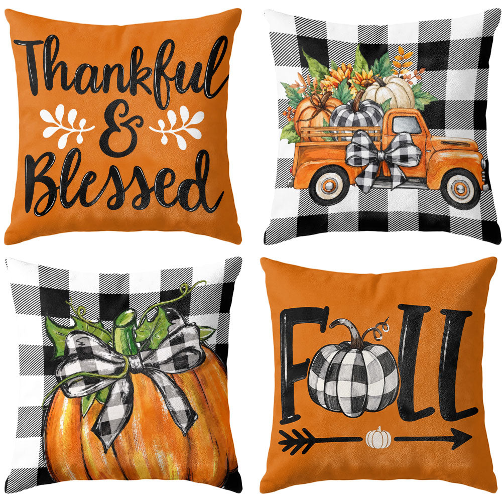 Thanksgiving Fall Decorative Pillow Set of 2 or 4, Harvest Throw Pillows for Home Decor, Gifts for Family