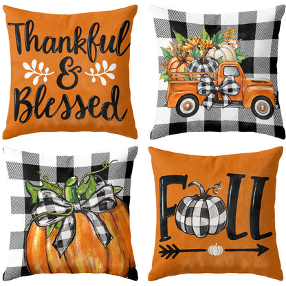 Thanksgiving Fall Decorative Pillow Set of 2 or 4, Harvest Throw Pillows for Home Decor, Gifts for Family
