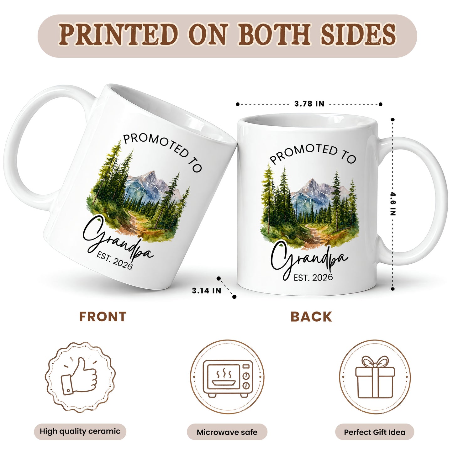 Personalized Promoted to Grandma Grandpa Mug Set – Matching Couple Coffee Mugs Est 2026, New Grandparents Gift