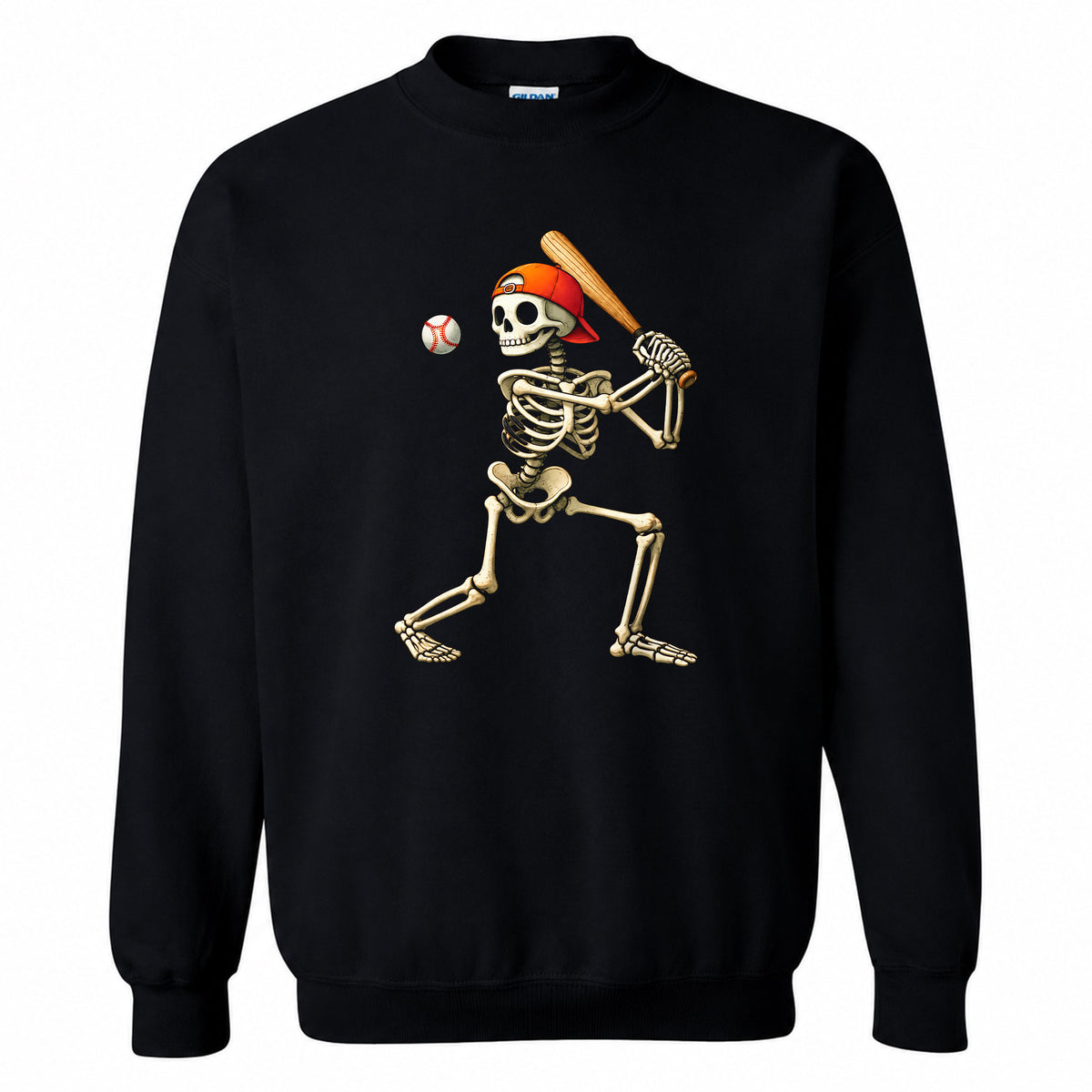 Baseball Skeleton Graphic Halloween Sweatshirt, Spooky Baseball Player Shirt, Funny Halloween Gift