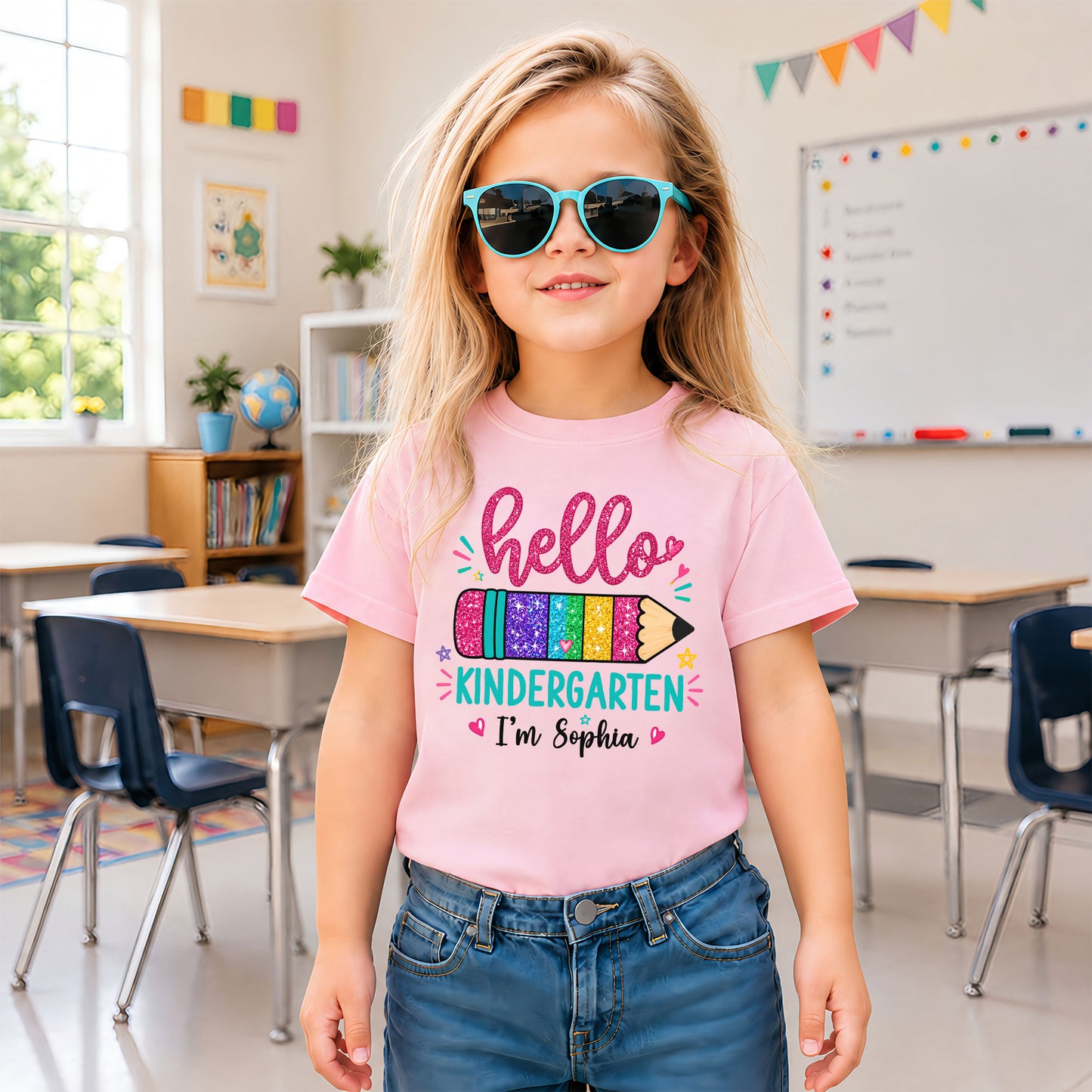 Personalized Hello School Shirt for Kids – Custom Name & Grade Back to School Tee for Pre-K to 8th Grade Students
