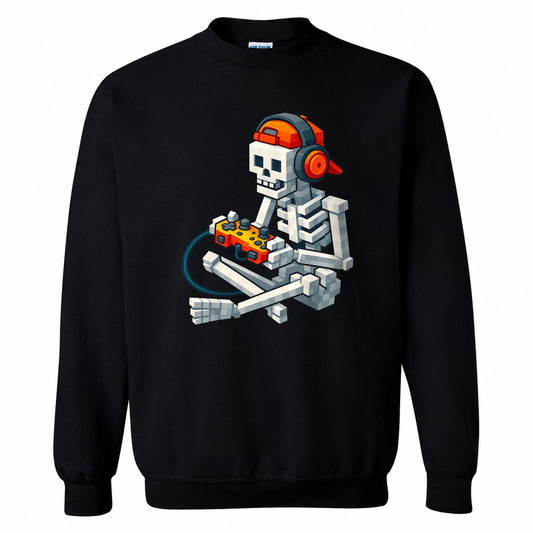 Skeleton Gamer Halloween Sweatshirt, Boys Pumpkin Gaming Shirt, Funny Halloween Gift
