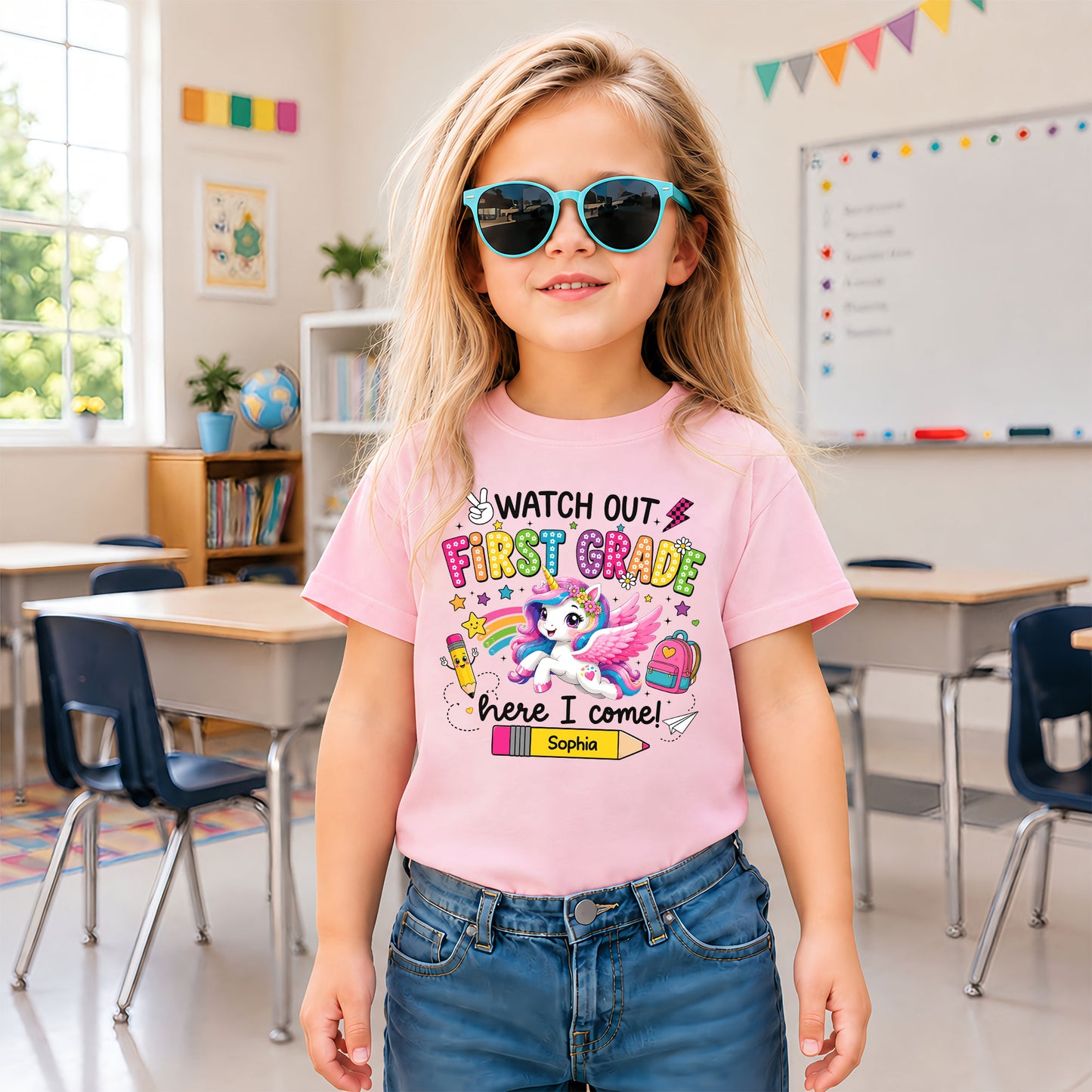 Personalized Watch Out Back to School Shirt – Custom Name & Grade Colorful Tee for Pre-K to 8th Grade Students
