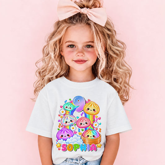 Personalized Dumpling Squish Birthday T-Shirt, Custom Squish Party Shirt For Kid, Birthday Girl Graphic Tee