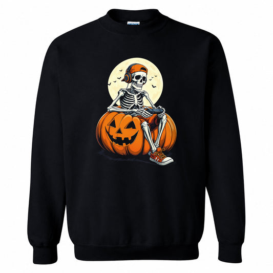 Skeleton Gamer Halloween Sweatshirt, Boys Pumpkin Gaming Shirt, Funny Halloween Gift