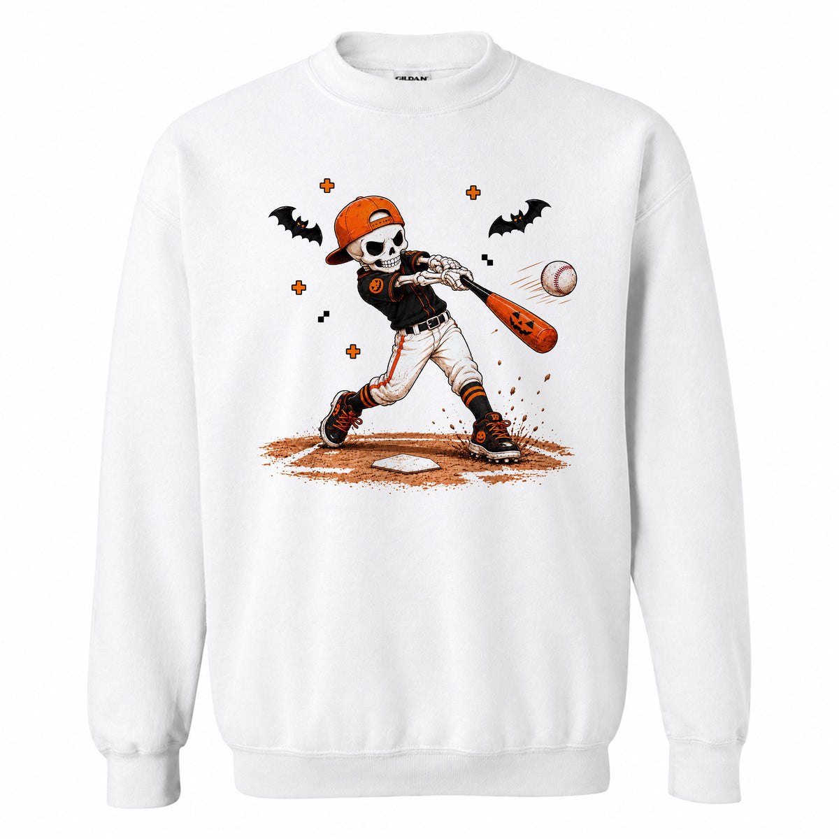 Baseball Skeleton Graphic Halloween Sweatshirt, Spooky Baseball Player Shirt, Funny Halloween Gift