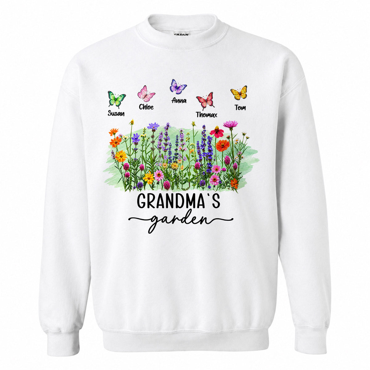 Personalized Grandma Thanksgiving Sweatshirt, Custom Family Name Grandma’s Garden Floral Autumn Family Gift