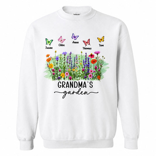 Personalized Grandma Thanksgiving Sweatshirt, Custom Family Name Grandma’s Garden Floral Autumn Family Gift